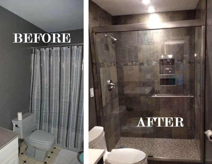 Before & after image of a bathroom remodeling done by Ferris Home Improvements in Newark